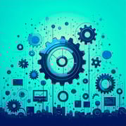 Spring cleaning gears teal blue with a animated feel I want the vibe of spring cleaning up data-1
