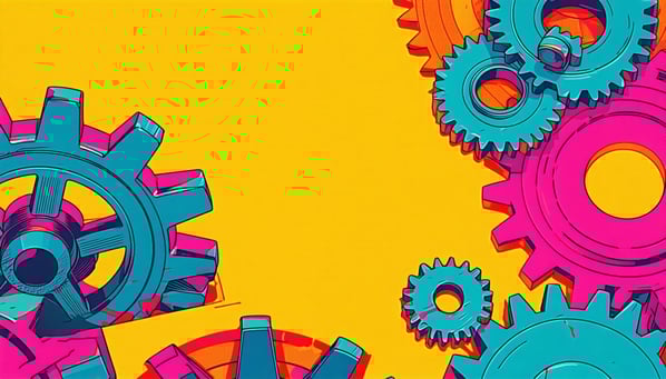 colorful flat image of gears turning-1