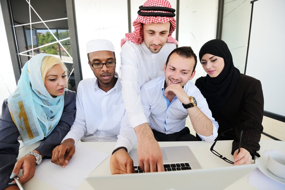 Group of multi ethnic business people at work