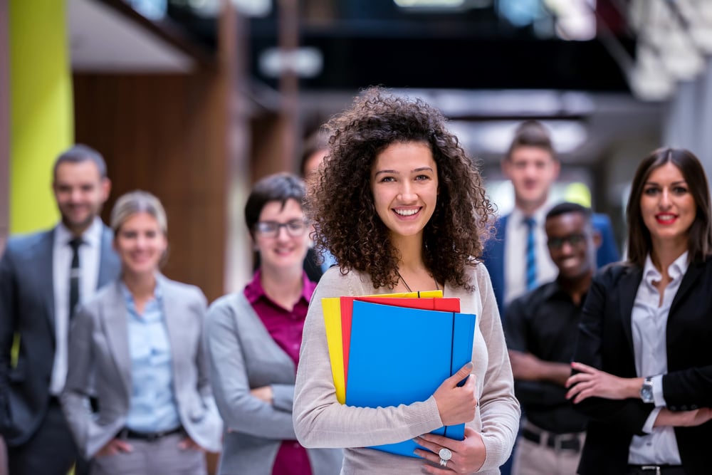 young multi ethnic business people group walking standing and top view-4